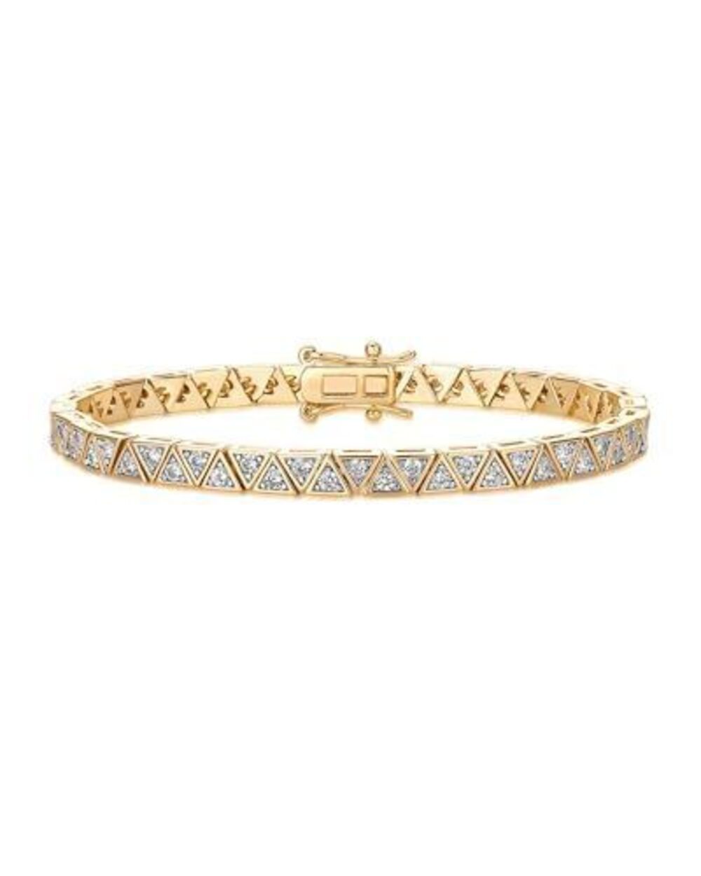 4564 18K Yellow Gold Plated Simulated Diamonds Bezel Set Tennis Bracelets